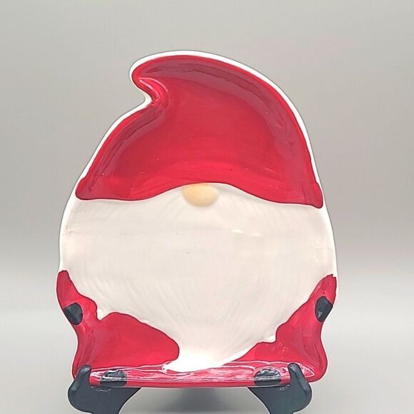 Gnome Red & White Holiday Plate - Picture 1 of 3